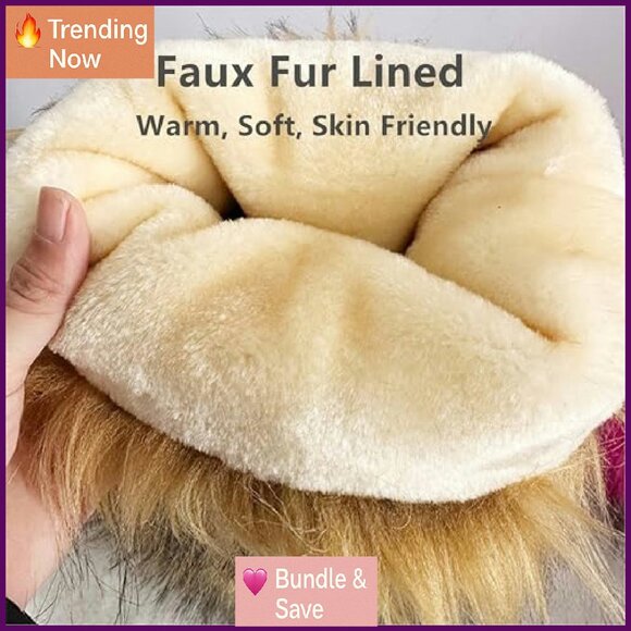 Women's Faux Fur Mid Calf Snow Boots, Non-Slip Winter Boots, Size Available - Picture 4 of 8